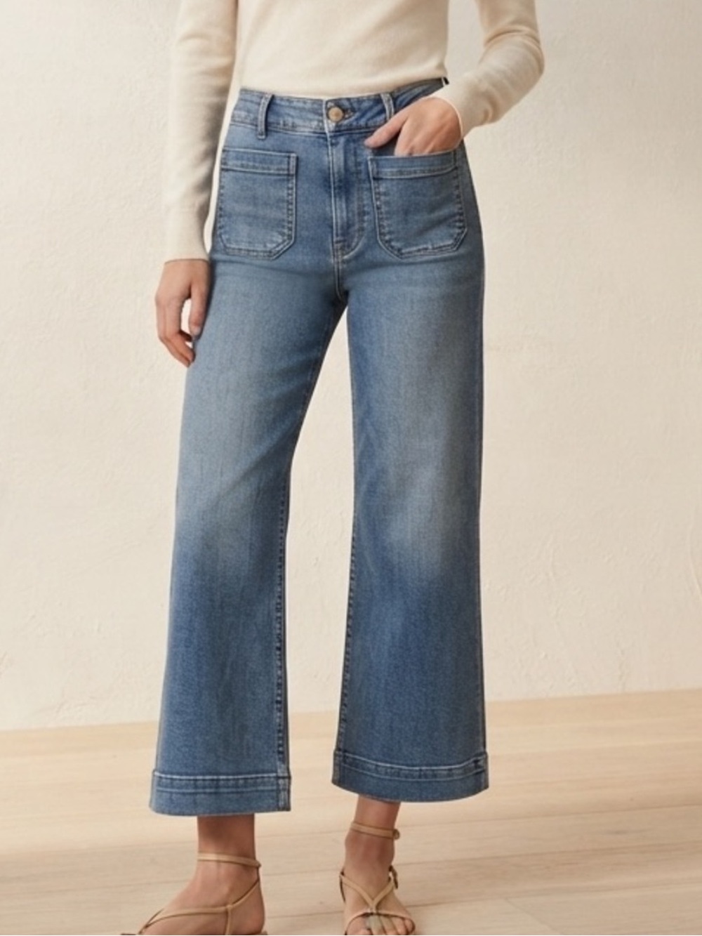 Anthropologie Colette Jeans Maeve Cropped Wide Leg High Rise New Medium Blue - Picture 13 of 14